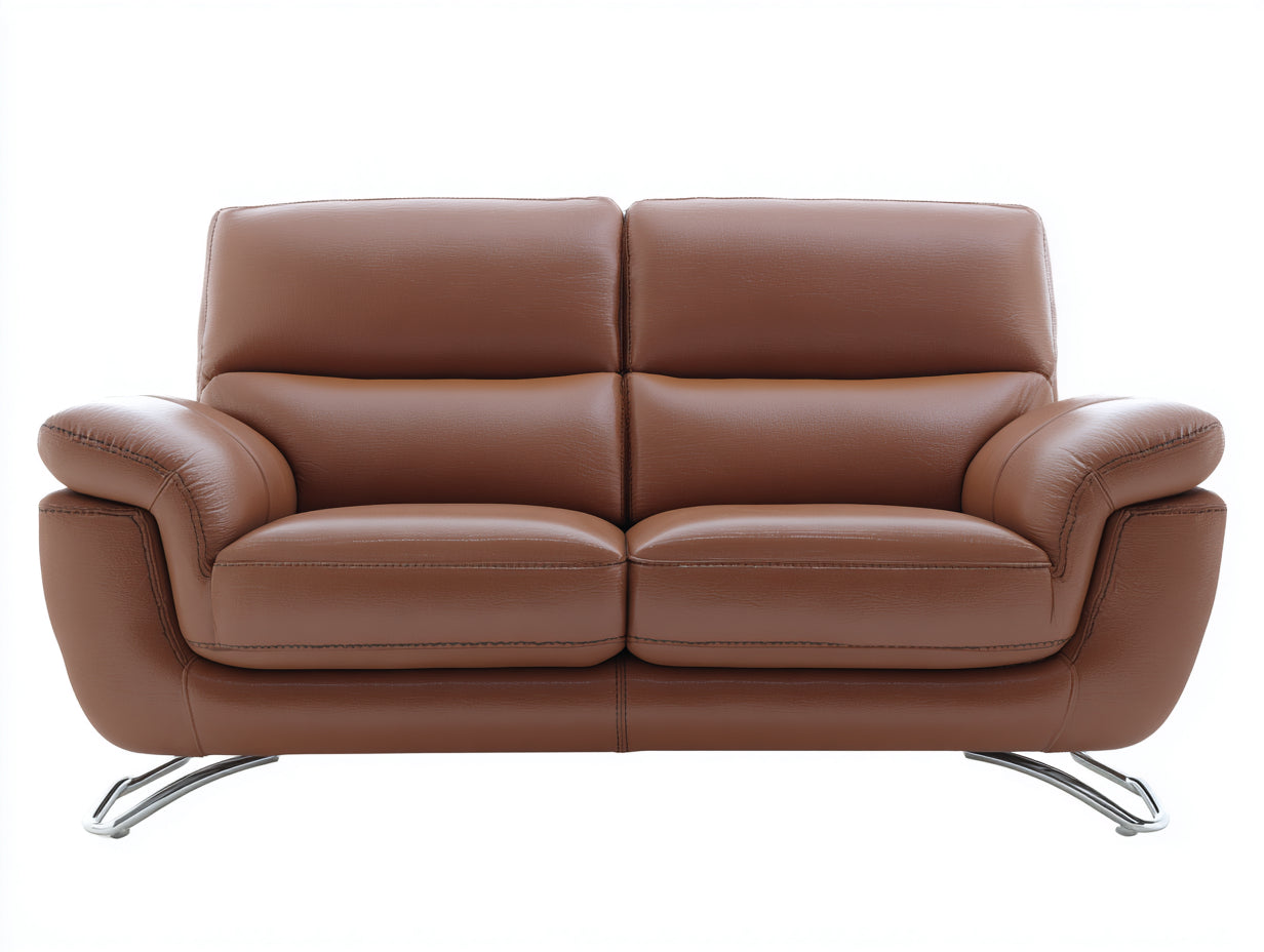 Canap¨¦ 2 places 180x95x85 cm cuir marron style moderne-canap¨¦ de salon design ¨¦l¨¦gant avec pieds m¨¦talliques