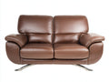 Canape 2 places cuir tissu 180x90x85 cm - marron - structure metal design moderne