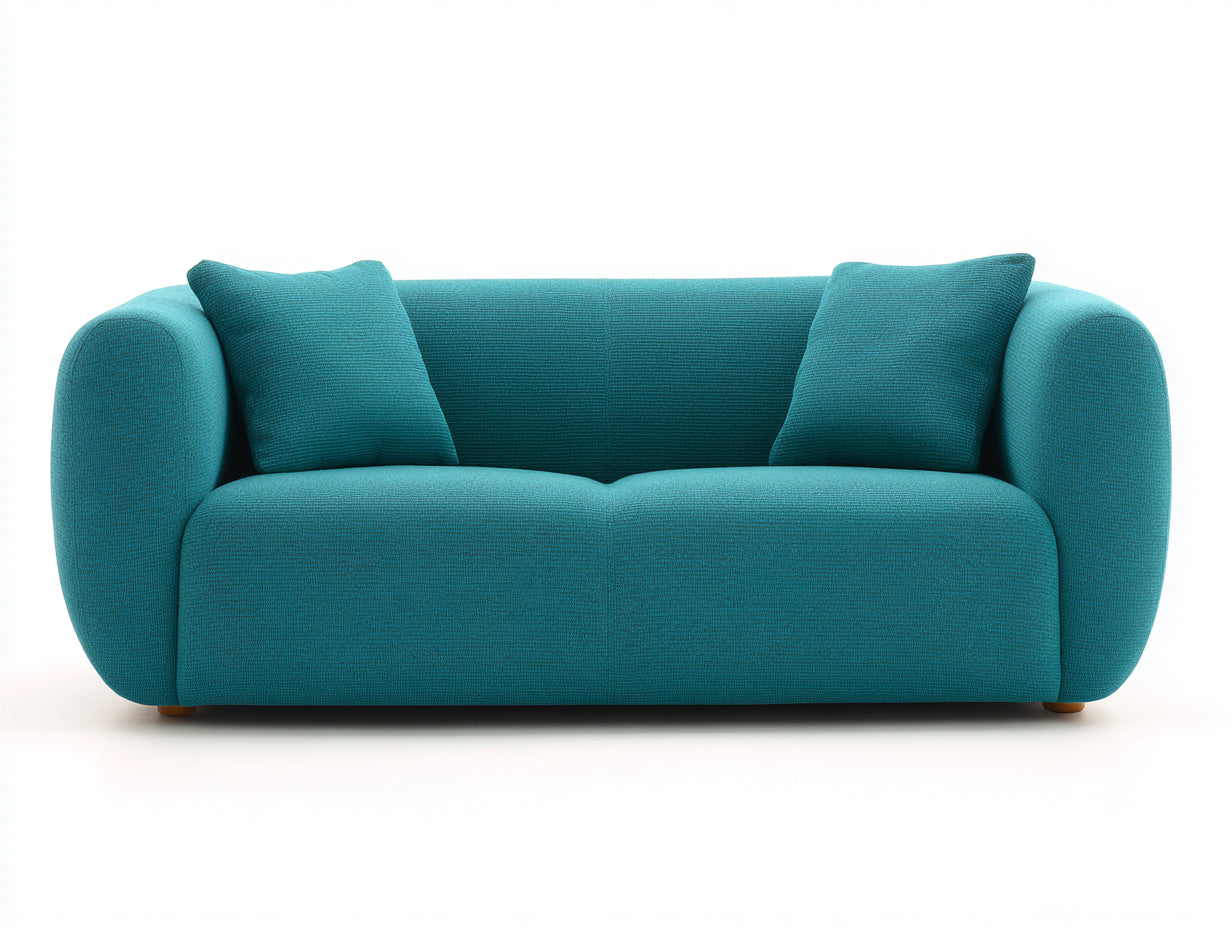 Canap¨¦ 2 places en tissu bleu style moderne 170x95x80 cm design salon contemporain