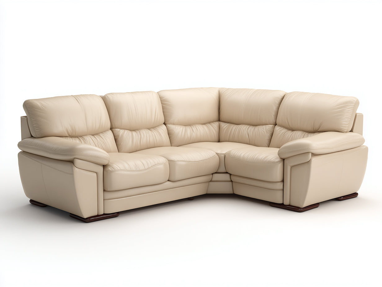 Canap¨¦ d'angle en cuir beige design moderne 260x200x90 cm