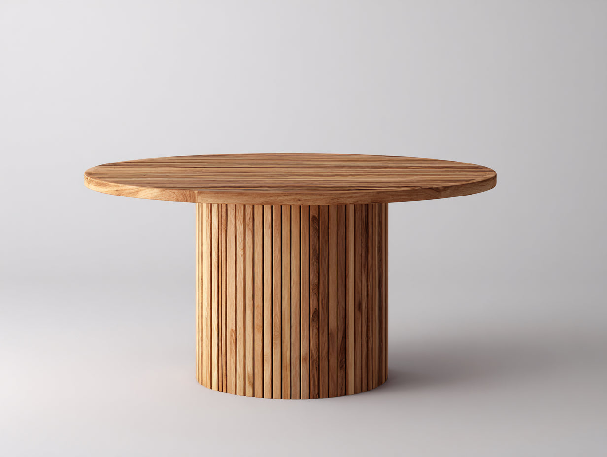 Table de jardin 120x120x75 cm bois naturel rond style scandinave moderne-table de repas ext¨¦rieur en bois massif