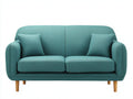 Canape 2 places tissu 180x90x85 cm - bleu canard - structure bois design moderne