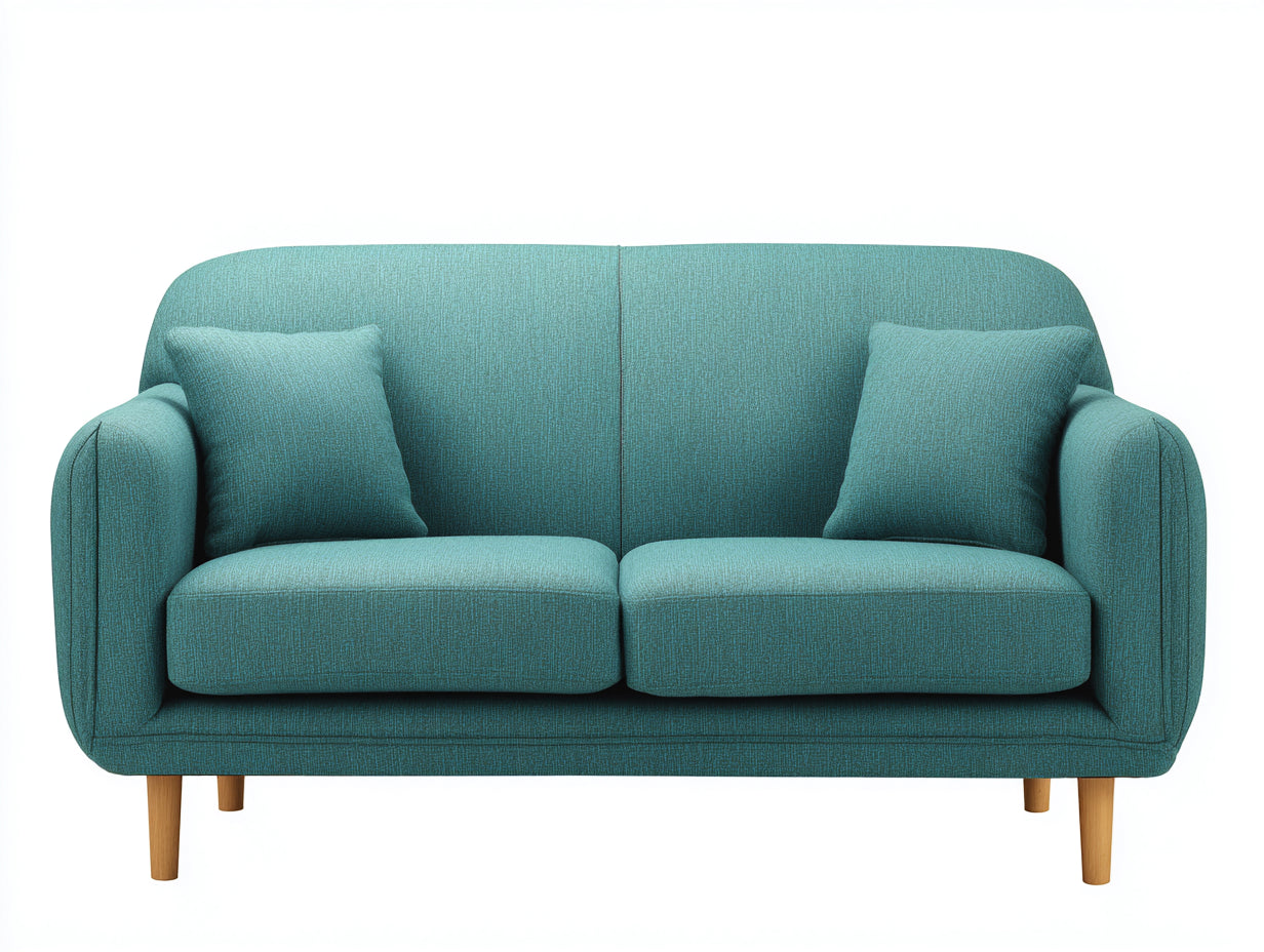 Canape 2 places tissu 180x90x85 cm - bleu canard - structure bois design moderne