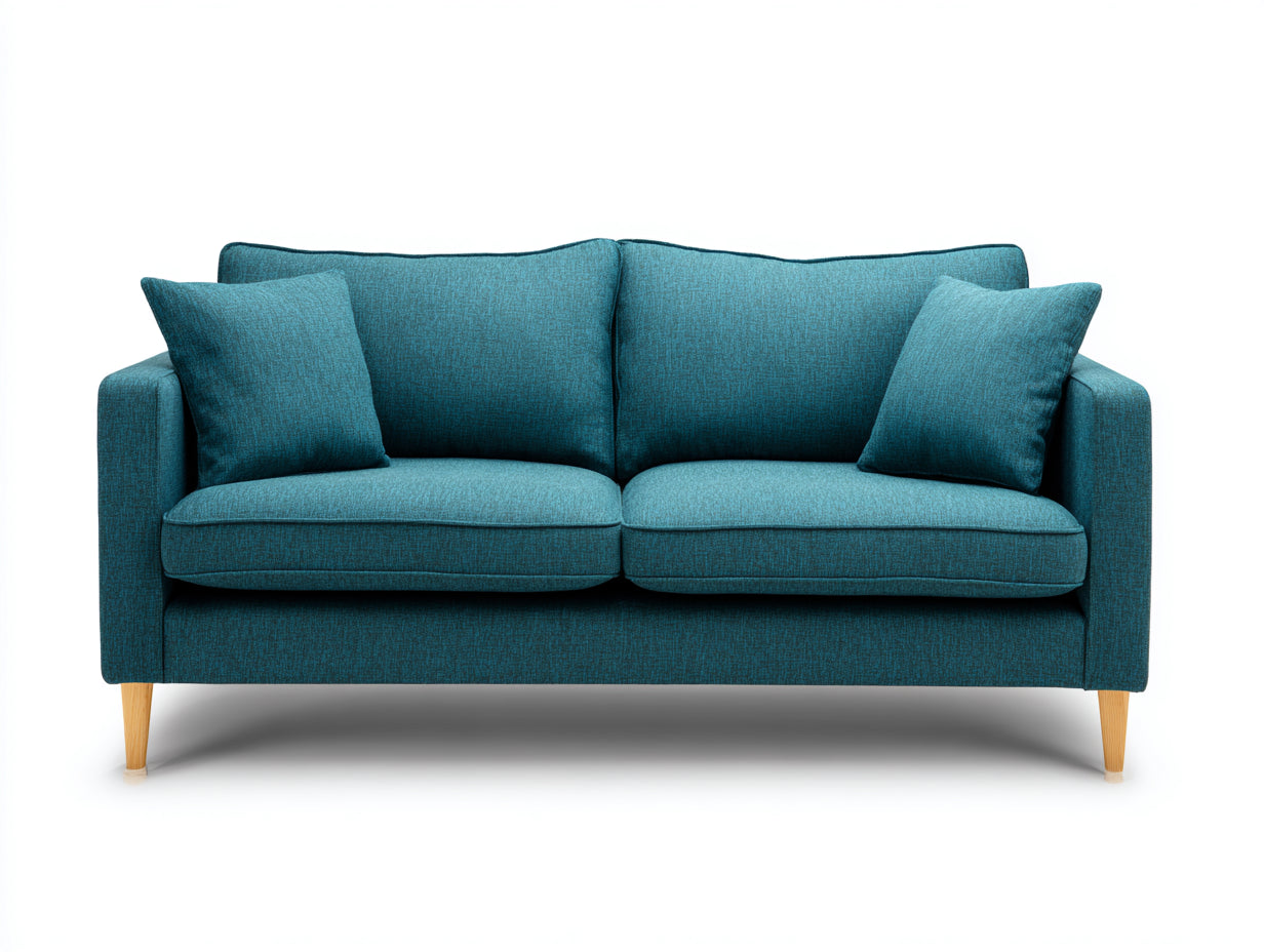 Canape 2 places en tissu bleu style moderne 170x95x80 cm design salon contemporain