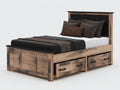 Lit double en bois avec rangement tiroirs int¨¦gr¨¦ 160x200 cm 200x160x110 cm marron noir style rustique moderne pour chambre