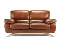 Canap¨¦ 2 places en cuir marron design moderne 160x90x85 cm