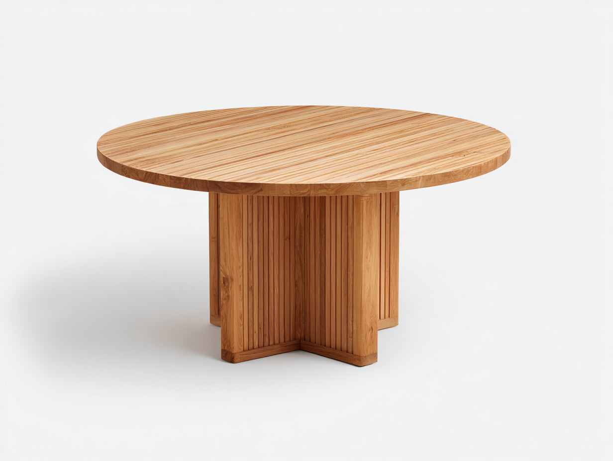 Table de jardin ronde en bois massif 120x120x75 cm - bois naturel - design ext¨¦rieur moderne