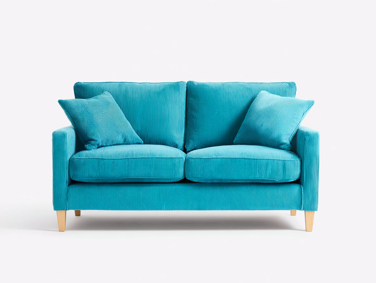 Canap¨¦ 2 places en tissu bleu turquoise style moderne 170x95x80 cm design salon contemporain