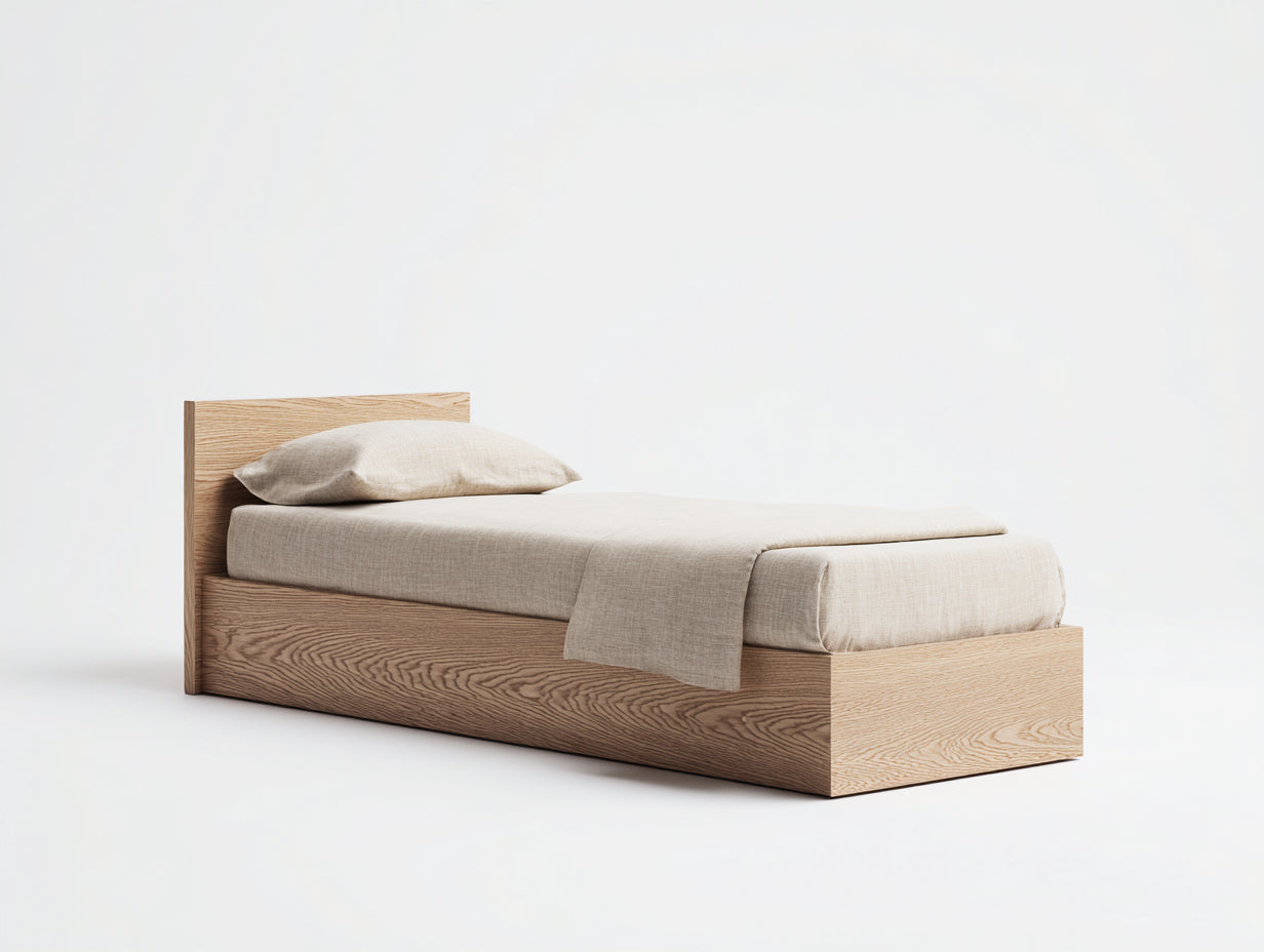 Lit simple en bois naturel avec design minimaliste 200x90x80 cm chambre
