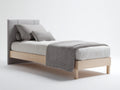 Lit simple en bois naturel 200x90x100 cm - bois naturel gris - design moderne minimaliste avec t¨ºte de lit rembourr¨¦e