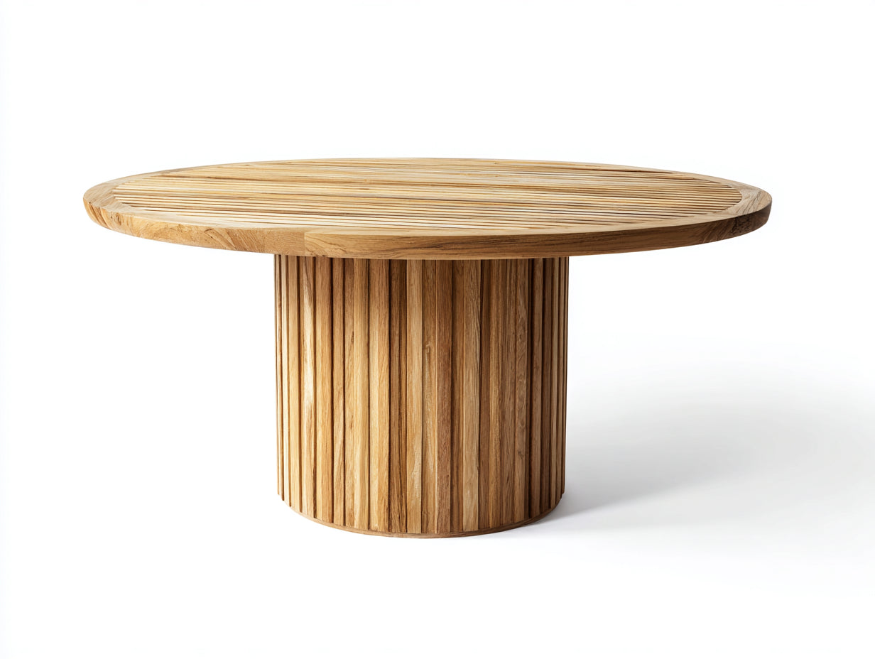 Table de jardin ronde en bois massif 120x120x75 cm - bois naturel - design ext¨¦rieur contemporain