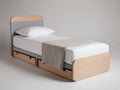 Lit simple avec rangement en bois naturel 200x90x95 cm - bois naturel et gris - design moderne minimaliste avec tiroirs int¨¦gr¨¦s