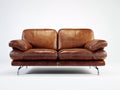 Canap¨¦ 2 places cuir marron design classique 170x95x85 cm
