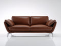 Canap¨¦ 2 places 180x88x78 cm cuir marron style moderne-canap¨¦ de salon avec pieds m¨¦talliques