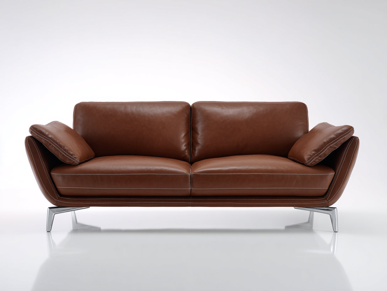 Canap¨¦ 2 places 180x88x78 cm cuir marron style moderne-canap¨¦ de salon avec pieds m¨¦talliques