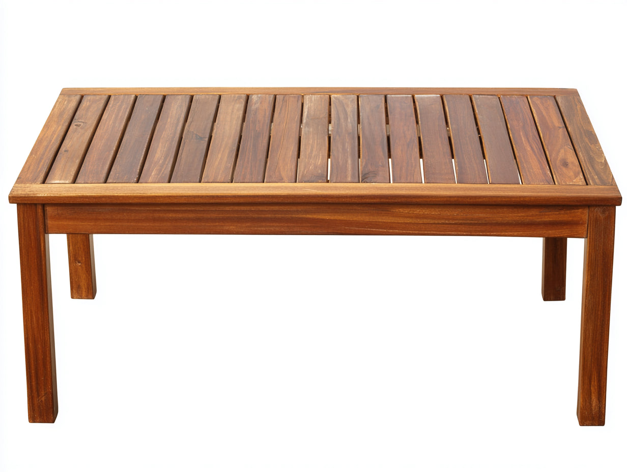 Table de jardin en bois massif design lames horizontales 140x70x75 cm