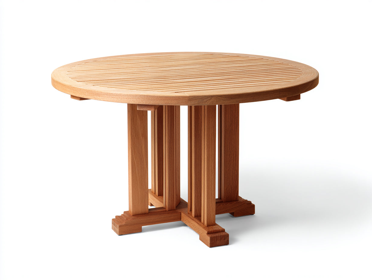 Table de jardin 120x120x75 cm bois naturel rond style scandinave moderne-table de repas ext¨¦rieur en bois massif