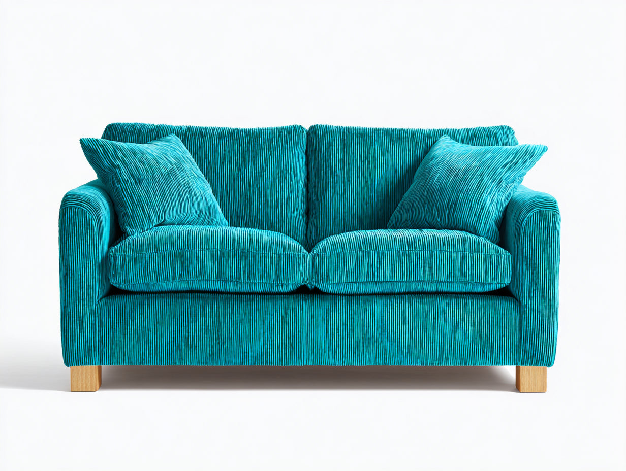 Canap¨¦ 2 places velours turquoise design moderne 160x90x85 cm