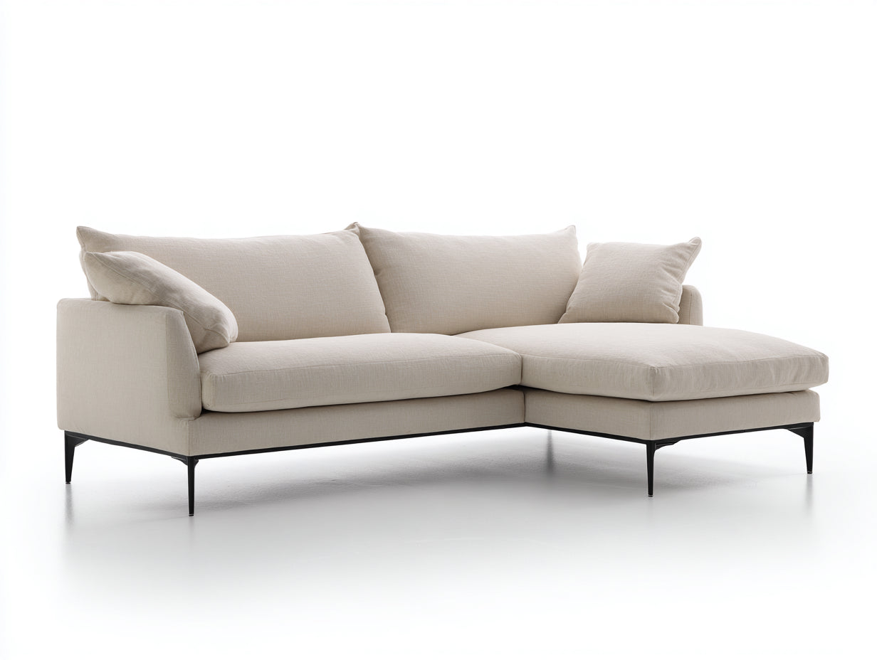 Canap¨¦ d'angle 260x160x85 cm tissu beige style moderne-canap¨¦ panoramique design contemporain avec pieds en m¨¦tal