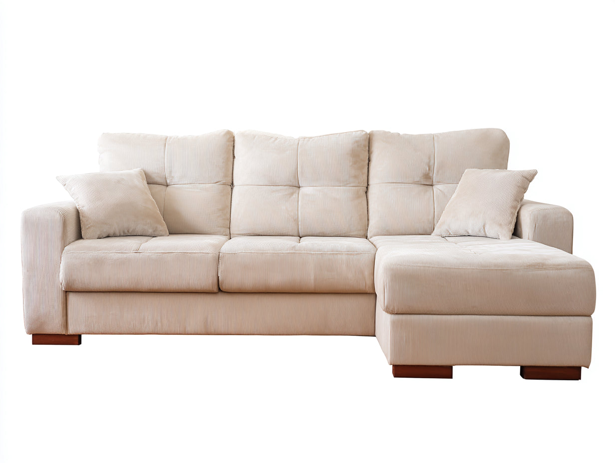 Canap¨¦ d'angle 280x170x85 cm tissu beige style moderne-canap¨¦ panoramique en L avec m¨¦ridienne droite