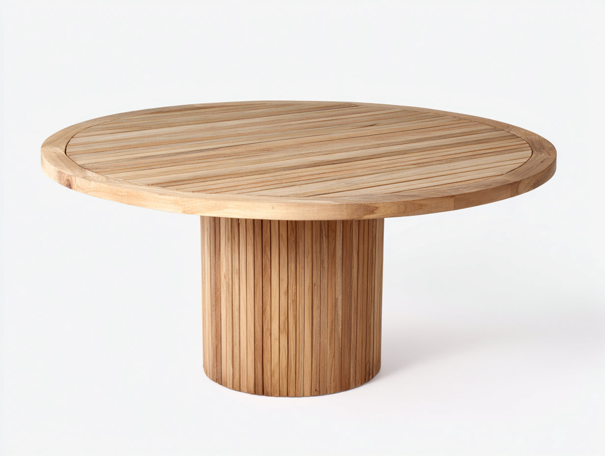 Table de jardin 120x120x75 cm bois naturel rond style scandinave moderne-table de repas ext¨¦rieur en bois massif