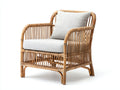 Fauteuil de jardin en rotin naturel avec coussin blanc design scandinave 85x75x78 cm