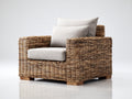 Fauteuil de jardin 80x80x75 cm rotin naturel et tissu beige style boh¨¨me contemporain-fauteuil lounge tress¨¦ design ext¨¦rieur