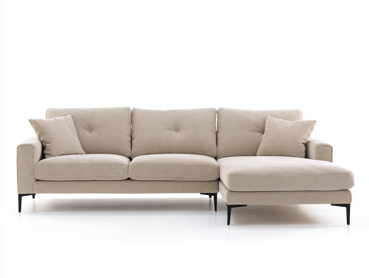 Canap¨¦ d'angle en tissu beige style moderne 260x160x85 cm design salon