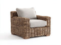 Fauteuil de jardin rotin tisse coussin tissu 85x85x80 cm - rotin naturel beige - fauteuil design exterieur confortable