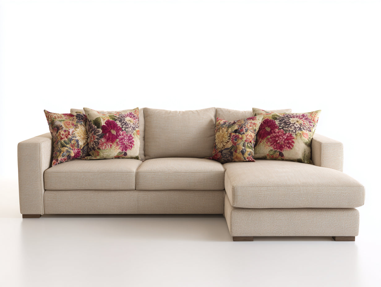 Canap¨¦ d'angle en tissu beige design moderne 240x160x85 cm